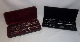 2 cased draughtsmen`s sets