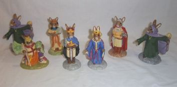 7 Royal Doulton Bunnykins figurines from the `Arthurian Legends Collection` 2 x `Merlin` DB303, `
