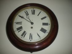 Hamburg American Clock Co circular wooden framed timepiece