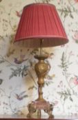 Pr gilded spelter & marble table lamps