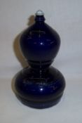 Early 19th c. stoneware money pot with cobalt blue glaze