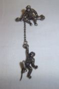 Silver & marcasite monkey brooch