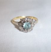 18ct gold diamond & zircon ring