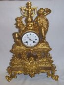 Phillips Bros Paris France gilt mantel clock ht approx. 45cm