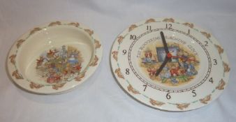 Royal Doulton Bunnykins clock & dish