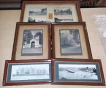 Framed sel. postcards `Hell` & train ticket to `Hell`, 2 framed Mablethorpe postcards & 2 framed