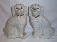 Pr Staffordshire spaniels with glass eyes ht approx. 38cm