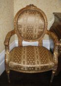 Pr Louis XV style gilt wood fauteuils