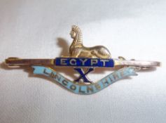 9ct gold & enamel badge `Egypt Lincolnshire`