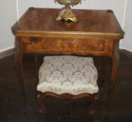 French card table with gilt metal mounts & marquetry inlay on cabriole legs