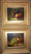 Pr gilt framed oils on canvas depicting still life by G.J Broom size approx. 29cm x 24cm