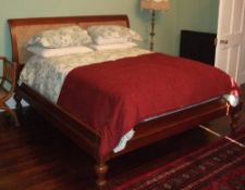 French style super king size walnut & cane bed with bergere headboard