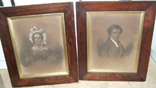Pr mah. framed pastel portraits size approx. 34cm x 44cm
