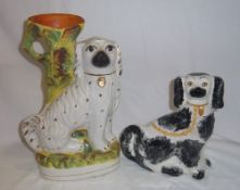 Staffordshire spill vase & black & white Staffordshire dog