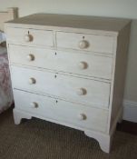 Painted pine chest of drawers on bracket feet