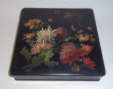 Papier mache box with hand-painted flower dec.