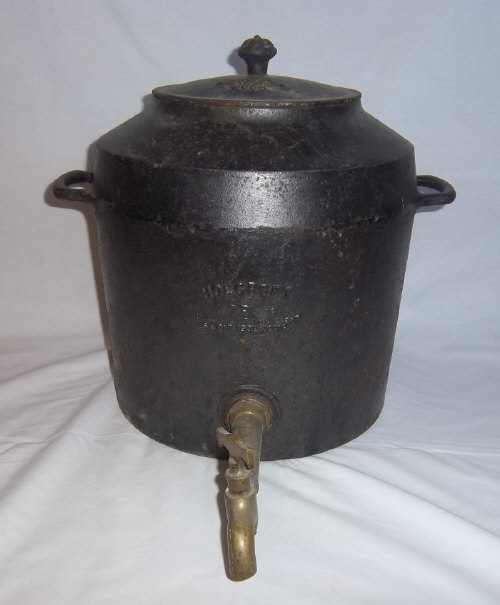 Aga Esse cast iron two handled 40 pint water boiler / urn with brass tap by Holcroft