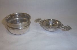 Sm. silver drinking cup Birm. 1919 & silver strainer Sheff. 1921 total wt approx. 2.2oz