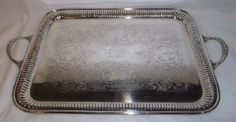 S.P tray with scrolled floriate dec.