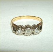 18ct gold & platinum 3 stone diamond ring