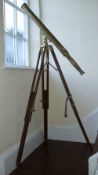 Ross London brass telescope on wooden tripod stand
