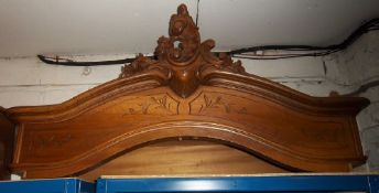 French armoire with domed decorative cornice, carved dec. & bevelled mirror doors (dismantled)