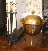 Brass coal bucket & brass companion set