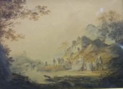 Gilt framed watercolour depicting woodland scene size approx. 34cm x 25cm by G. Morland