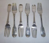 Set 6 silver dessert forks Lon. 1836 wt approx. 8.3oz