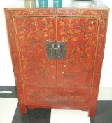 Chinese lacquered cabinet with pomegranate & butterfly pattern