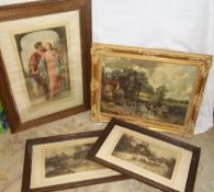 2 framed prints `Going To Pasture` & `At The End Of The Summers Day`, gilt framed Constable print `