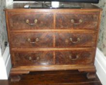 Geo. oak & mah. chest of drawers / secretaire (with later amendments) on bracket feet