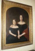 Lg. gilt framed oil on canvas depicting 19th c. mother & child size approx. 79cm x 106cm