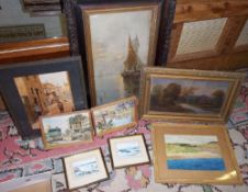 Sel. framed prints & pr 1950`s watercolours