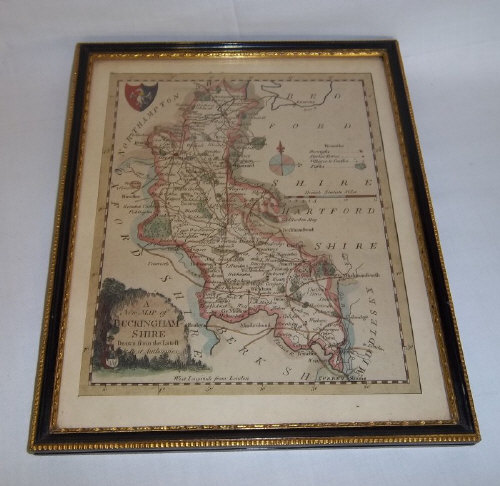 Hand-coloured map of Buckinghamshire