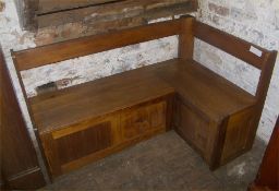 Pitch pine corner bench with storage
