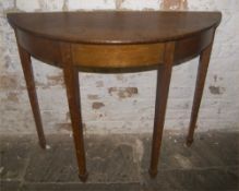 Early 20th c. oak demi-lune side table