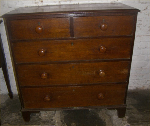19th c.  oak. caddy top chest of drawers