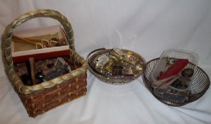 Table croquet set, basket, table lighter, sel. S.P cutlery etc.