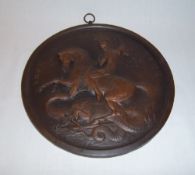 Bronze plaque depicting St. George slaying the dragon by William Wyon