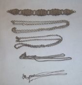 3 silver chains, silver belcher chain, fancy link bracelet wt approx. 2.2oz