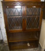 Oak leaded bookcase