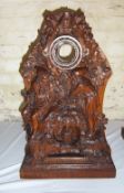 Lg. carved oak clock with gnomes in woodland & owl