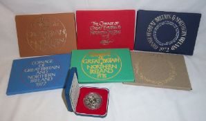 Silver Jubilee proof coin, 6 coin proof sets from Great Britain & Ireland 1972-1976