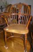 Yew wood Windsor chair with crinoline stretcher