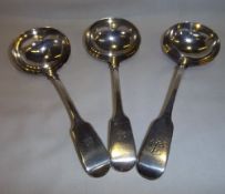 3 silver ladles Edinburgh 1840 wt approx. 6.2oz