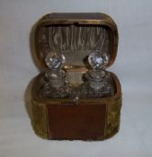 Pr cut glass dressing table pots in fitted case