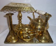 Sel. brassware inc. trivet & pr candlesticks with pushers