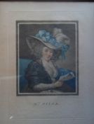 Hand-tinted mezzotint `Mrs Mills` after Engleheart in dec. gilt frame, published London Dec. 18th