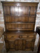 Oak 18th c. style dresser with plate rack